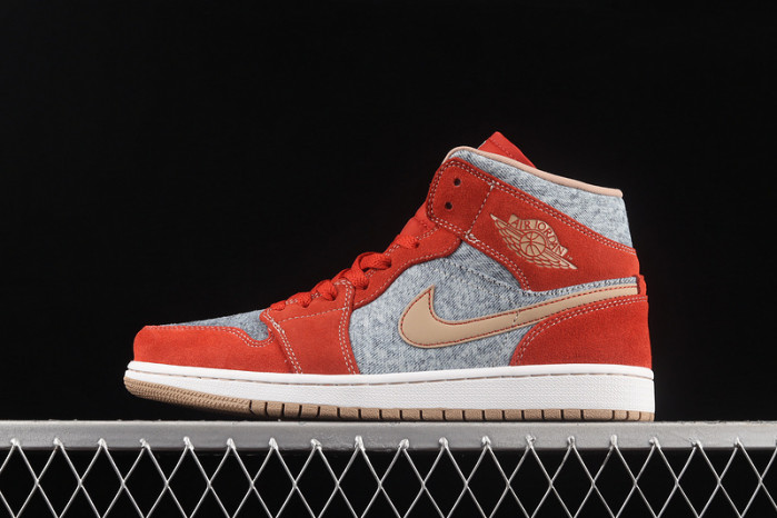 Air Jordan 1 Mid Denim Red Men''s - DM4352-600