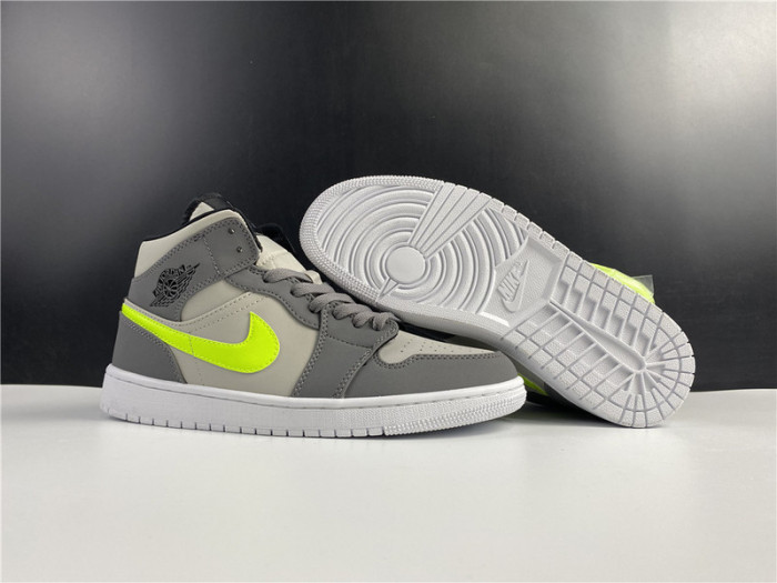 AIR JORDAN 1 MID NEON YELLOW SWOOSHES 554724-072